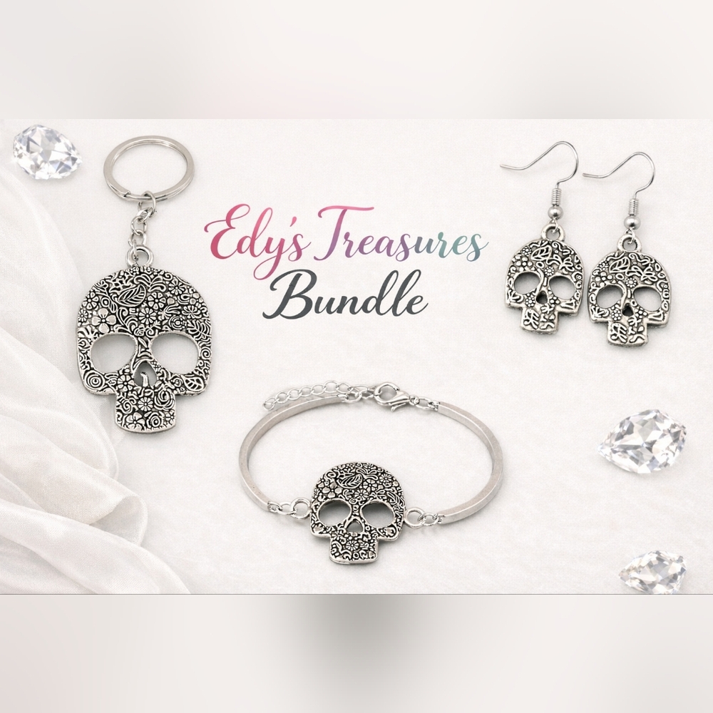 3pc Sugar Skull Jewelry Bundle Set NWOT